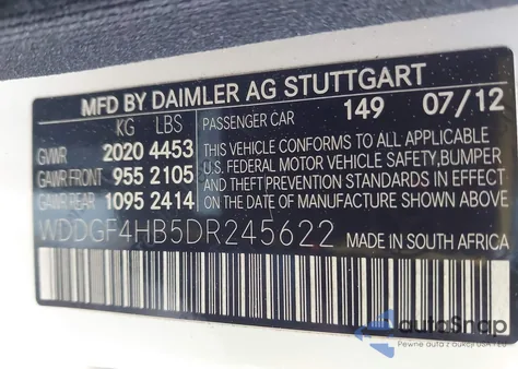 2013 Mercedes-Benz C 250 Luxury/Sport from USA, damaged, VIN WDDGF4HB5DR245622